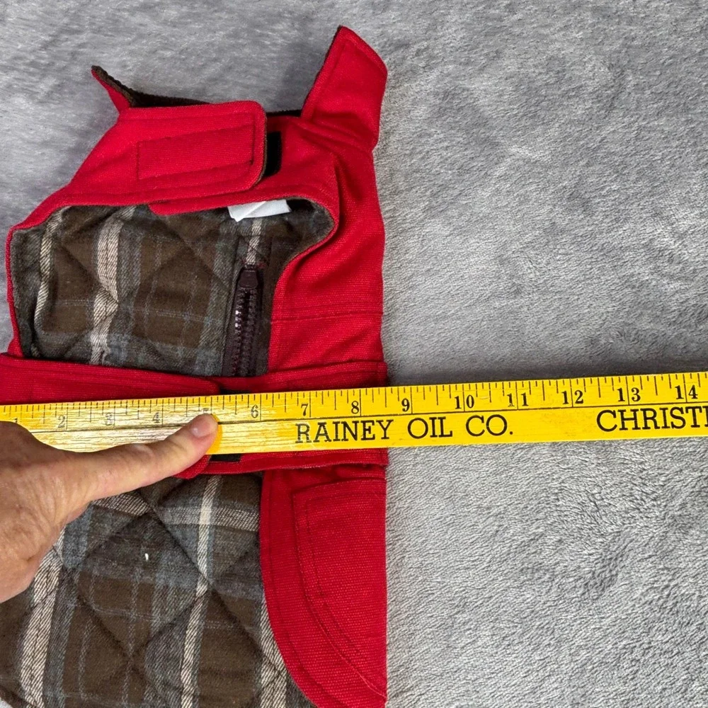 Bass Pro Shops Dog Jacket & Cybollo Sweater Set Red Small Plaid Lined 2pc